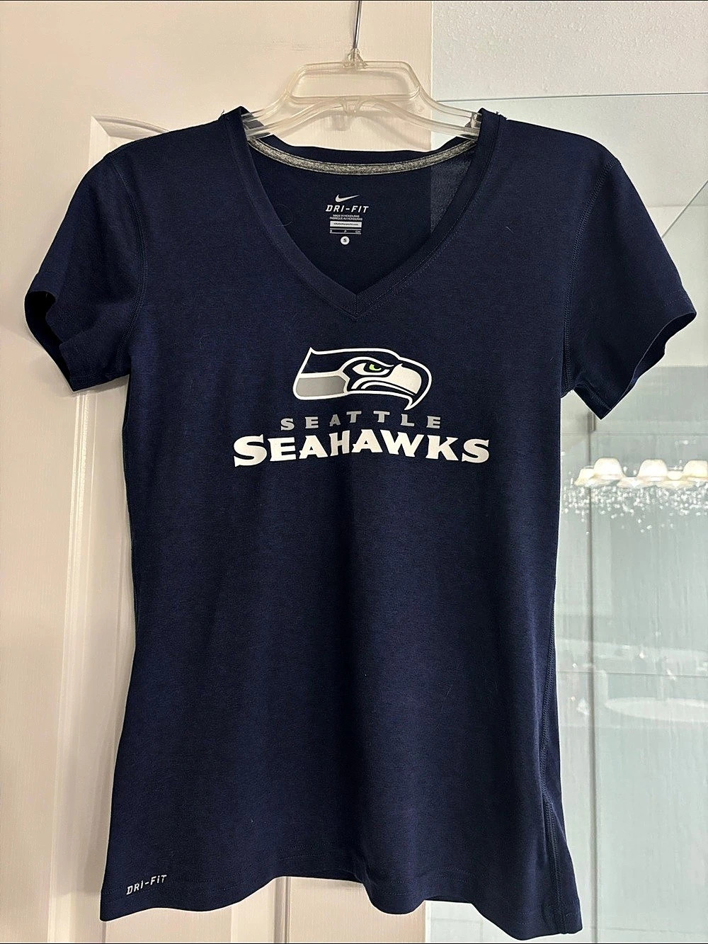 Nike Seattle Seahawks NFL Dri-FIT V-Neck T-Shirt Blue Small
